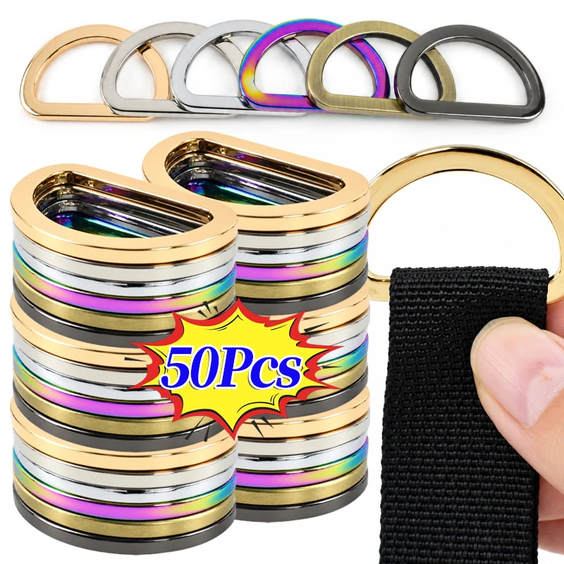50 Stück 16-38mm Metall-D-Ringe Schnallen für Taschenriemen Rucksack Kleidung Deko-Schlaufen Handtaschengurt Verbindungshaken DIY Hardware Zubehör