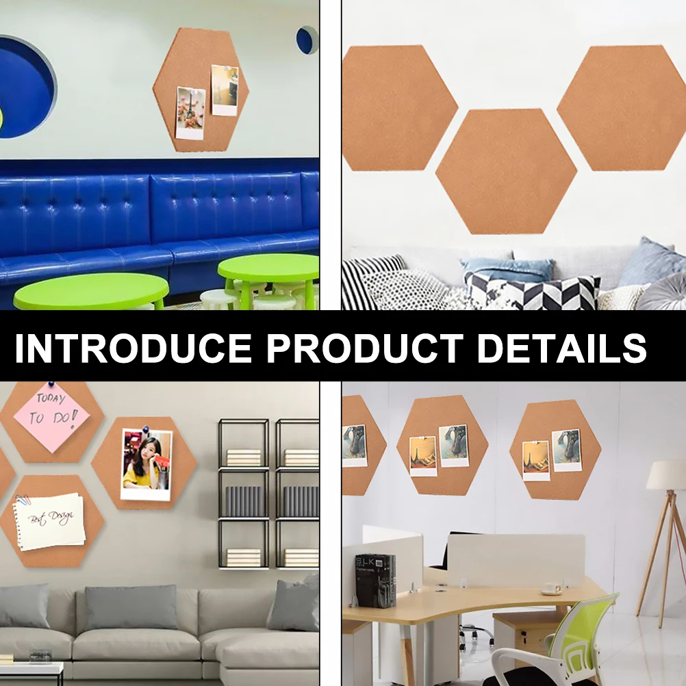 

10 Hexagonal Plank Cork Boards Natural Cork Eco Friendly Photo Wall Bulletin Board Message Board Office Notice Thumbtack Wall