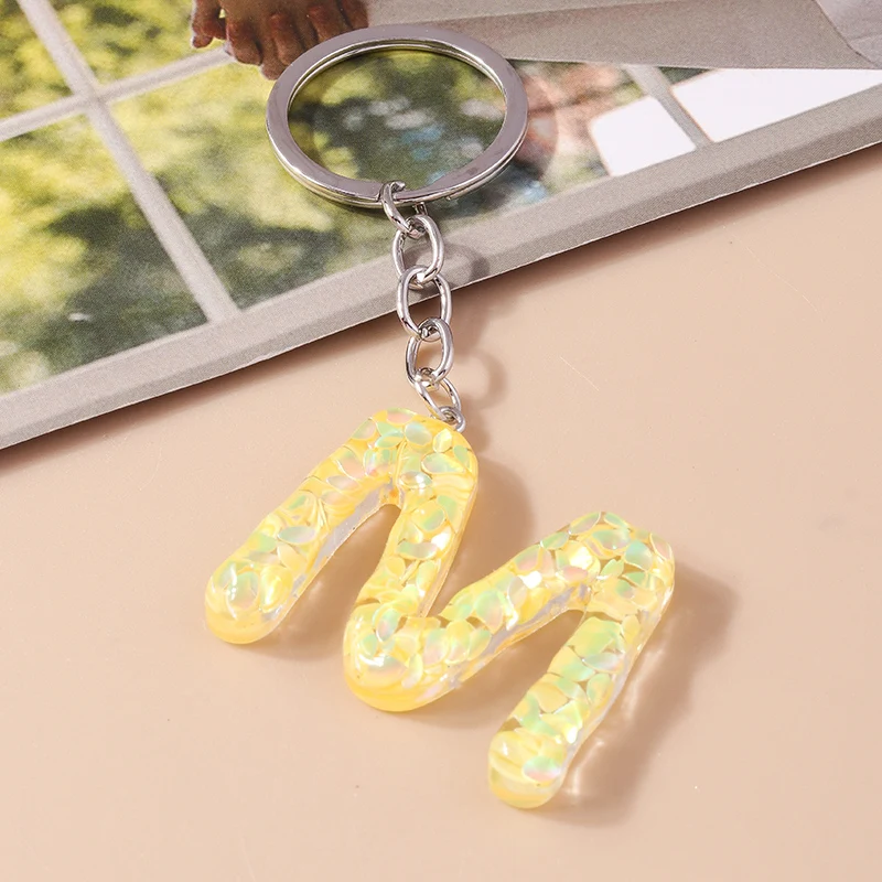 Bunter Acryl-Glitzer-Alphabet-Schlüsselanhänger mit 26 Initialen, A-Z-Buchstaben, Schlüsselanhänger, Anhänger für Frauen und Mädchen, Taschenanhänger, DIY-Schmuck, Geschenke – Detail 20