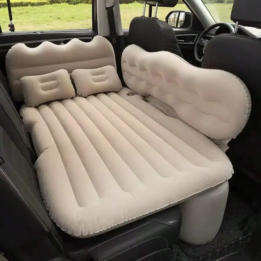 

Outdoor Car Inflatable Air Mattress With Pillows, Thickened Flocked Back Seat Air Bed For SUV Sedan
