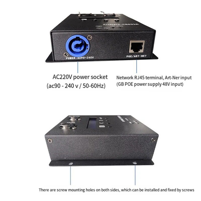 1 buah kotak konverter antarmuka pengontrol lampu Ethernet DMX 512 Artnet 2 kotak sentuh MA2 colokan EU
