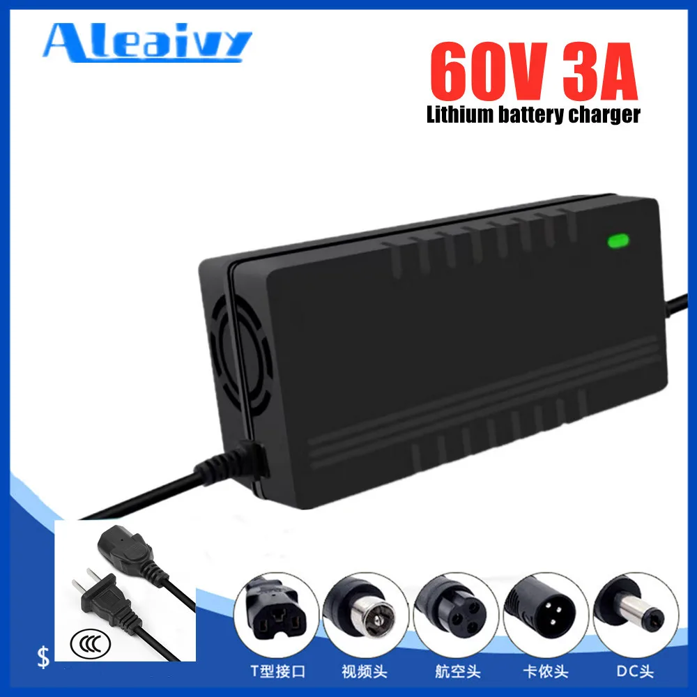 

Aleaivy 60V 3A 18650 Lithium battery Pack Charger 16S tring Constant current constant voltage 67.2V Polymer Charger DC 5.5*2.1mm