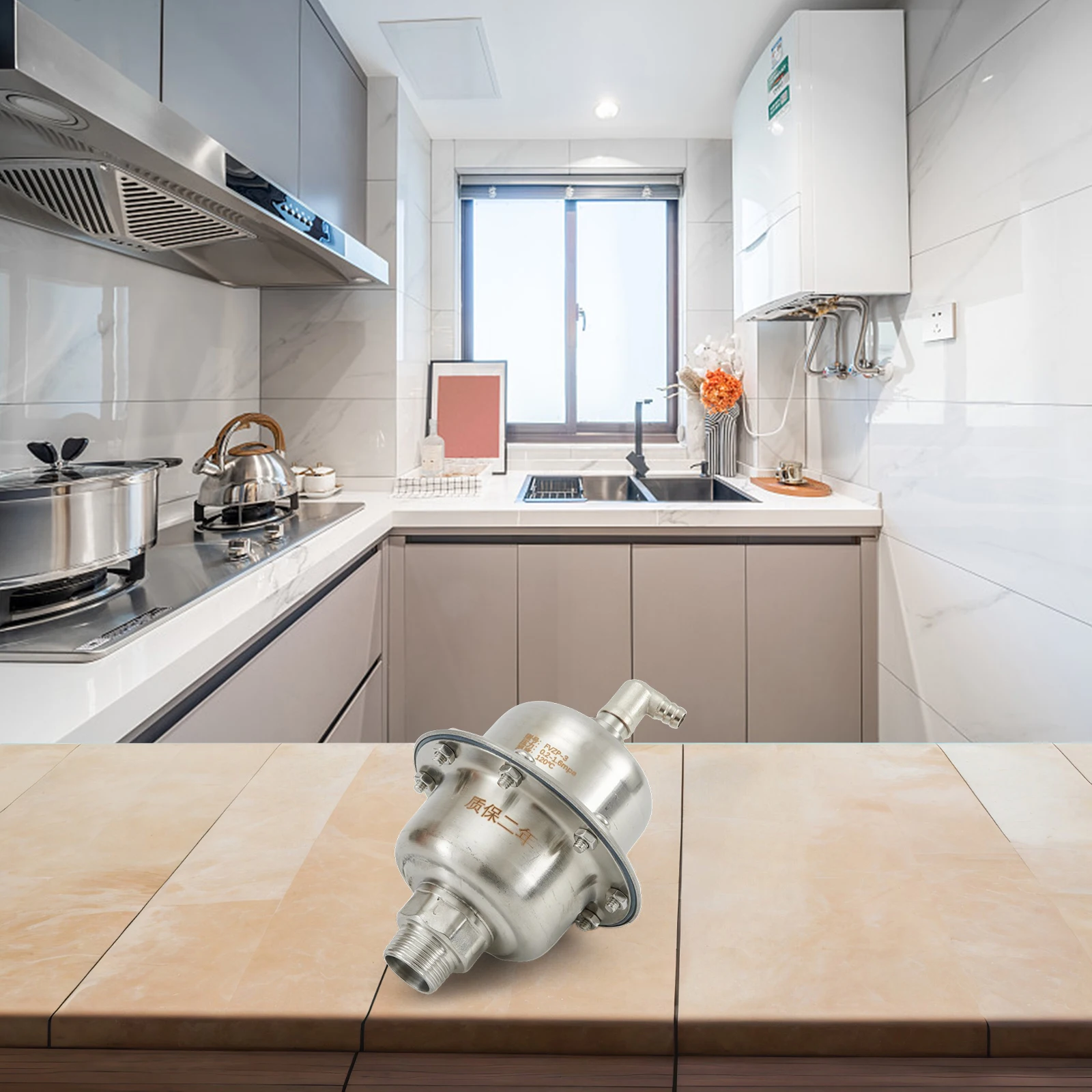 

Воздухоотводчик для котла, как показано на рисунке. Автоматический выпускной клапан. Материал из нержавеющей стали 304. Установка в ванную комнату.