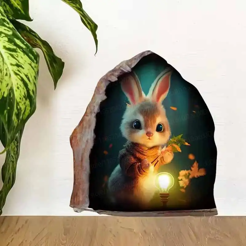Funny Mouse Hole Wall Stickers Waterproof Cartoon Home Decorative Decals for Living Room Mouse Hole Wall Mural AA364