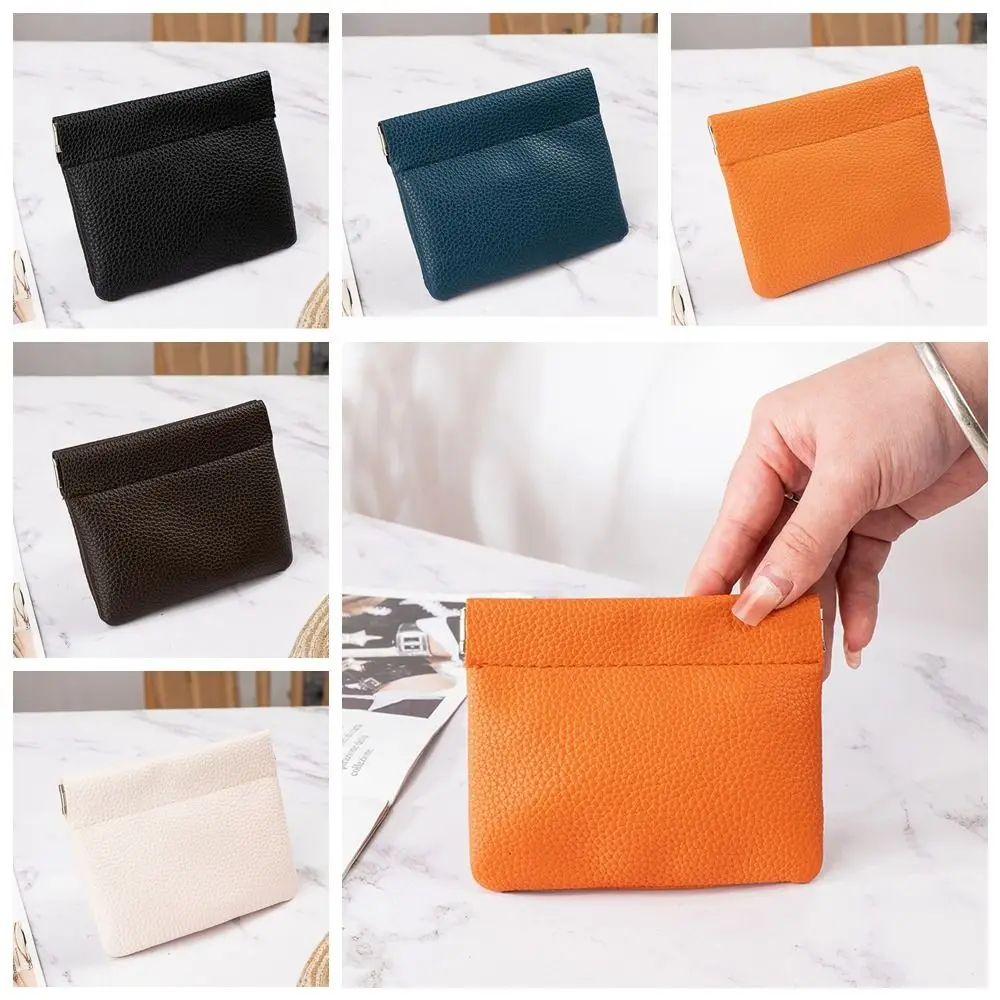 

PU Leather Self-closing Coin Purses Large Capacity Cosmetic Lipstick Bag Data Cable Storage Bag Card Holder Mini PU Lipstick Bag