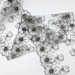 1 Yards Black Gold Thread Embroidery Bilateral Lace Trim Fabric Garment Bra Underwear Lingerie Sewing Trimmings Sleeve Lace