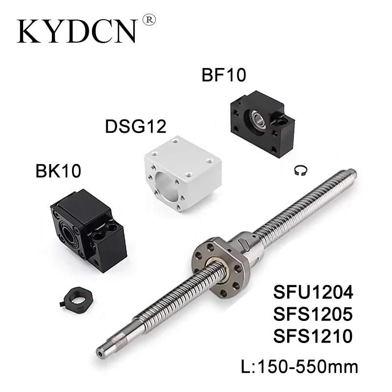 

150mm-550mm Ball screw rod SFU1204 SFS1205 SFS1210 with Nut + BK/BF10 End Suppor + Nut Housing For CNC Parts