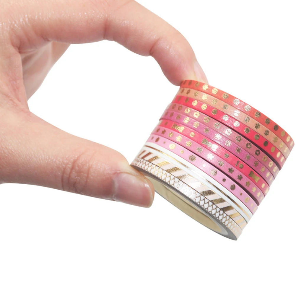 

3Mm Thin Washi Set Foil Gold Decorative Craft Tape For Diy Journal Planner Decoration Washi Tape Adhesive Stationery Supply