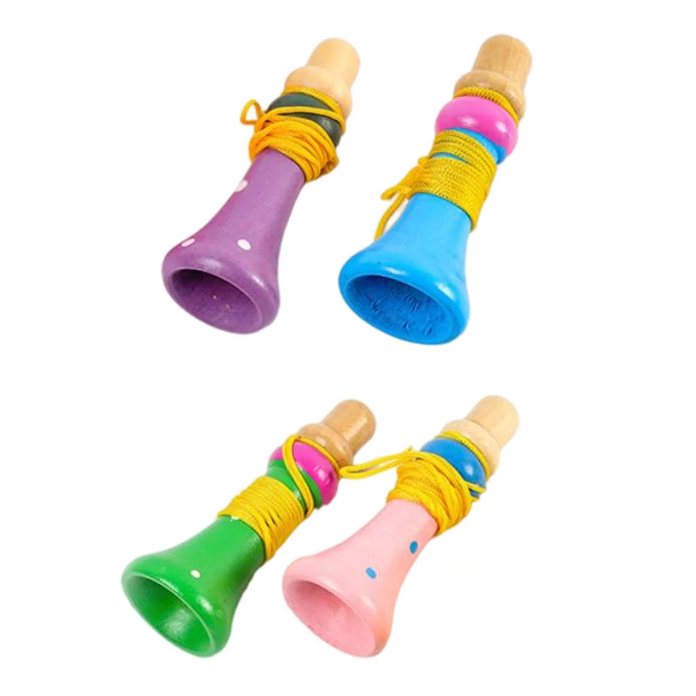 4 Pcs Wooden Trumpet Party Noisemaker Toys Musical for Toddlers Kids' Model Train