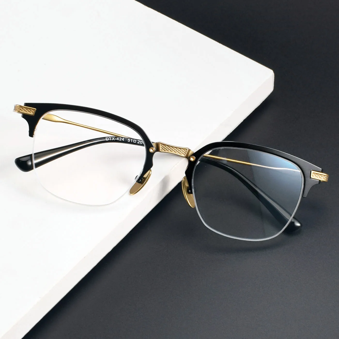 Japanese Brand Design Retro Semi Rimless Glasses Frame Men Women Vintage Optical Eyeglasses Handmade Square Prescription Eyewear