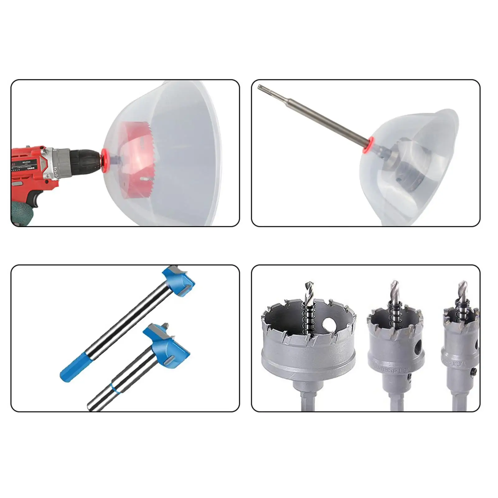 

Transparent Drill Dust Collector EVA Dust Proof Cover for Woodworking Tools and Ceiling Hole Drilling