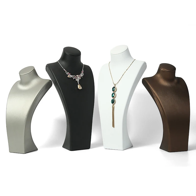 Wholesale Jewelry Necklace Model Display Stand High-End Pu Leather Portrait Neck Jewelry Pendant Shelf Jewelry Photo Props