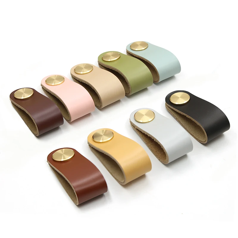 Maniglie per mobili in pelle nordica manopole per cassetti in ottone antiruggine Soft Locker Pull Chidren Baby Living Room Decoration maniglie per porte