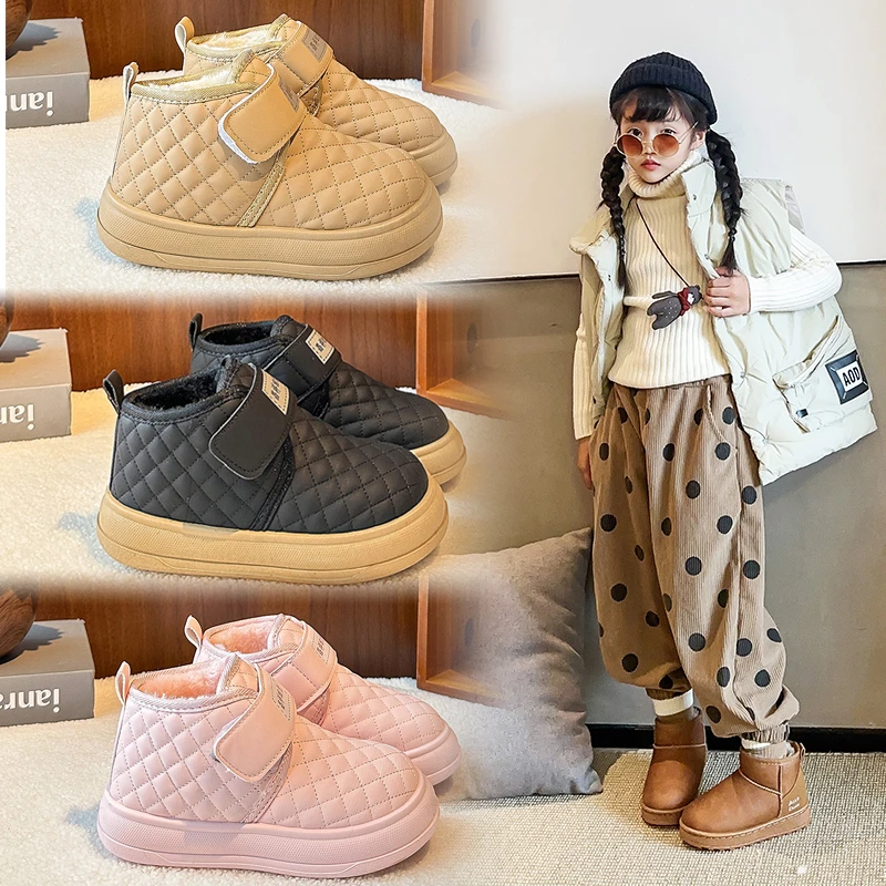 

2025 New Kids Snow Boots Winter Kid Sneakers Boys Girls Casual Shoes Soft Soled Ankle Boots Sweet Cotton Shoes Детская Обувь