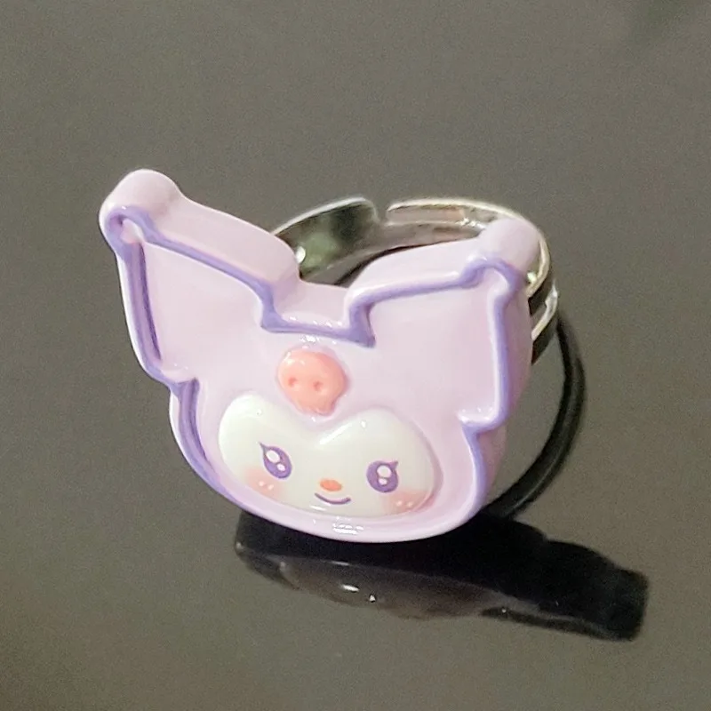 Sanrio-anillos de Hello Kitty, figuras de Anime, Kuromi Cinnamoroll, My Melody Pochacco, decoración de artículos de Anime, regalos de cumpleaños