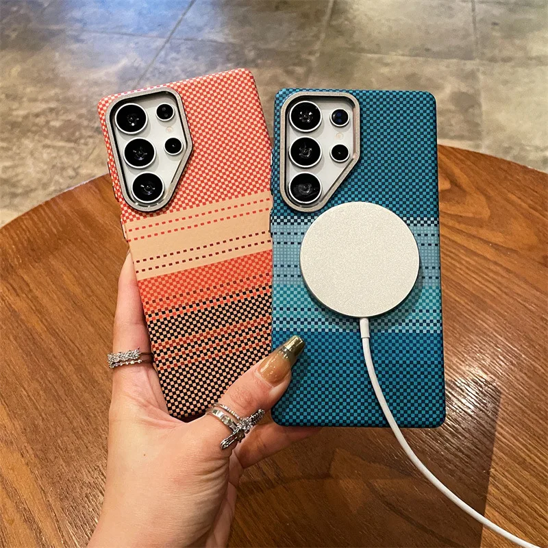 Einfache farbige Muster-Hartschale für die Samsung Galaxy S25 Ultra/S25+-Serie mit unsichtbarer magnetischer Aufladung