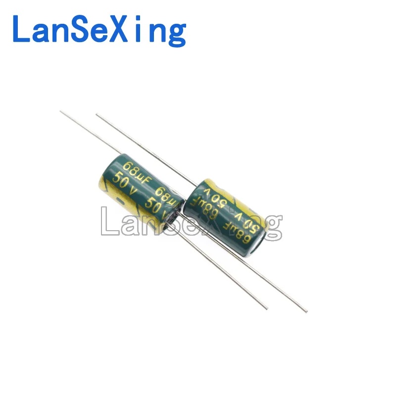 Direct insertion aluminum electrolytic capacitor components 50v 68uf, volume 6 * 11mm, capacitance 68uf 50v, capacitance