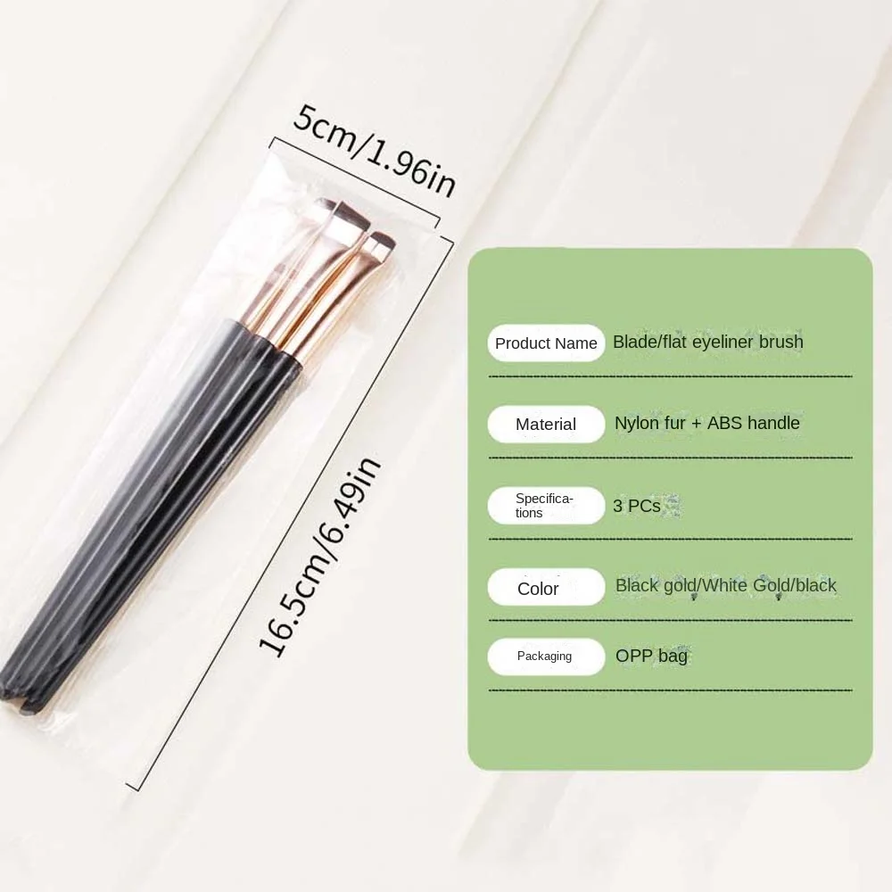 3 ชิ้น/เซ็ต Eyebrow Eyeliner FLAT Fine Eyebrow แปรงภายใต้ตาแต่งหน้าเครื่องมือความงามอายแชโดว์ Applicator เอียงแบน