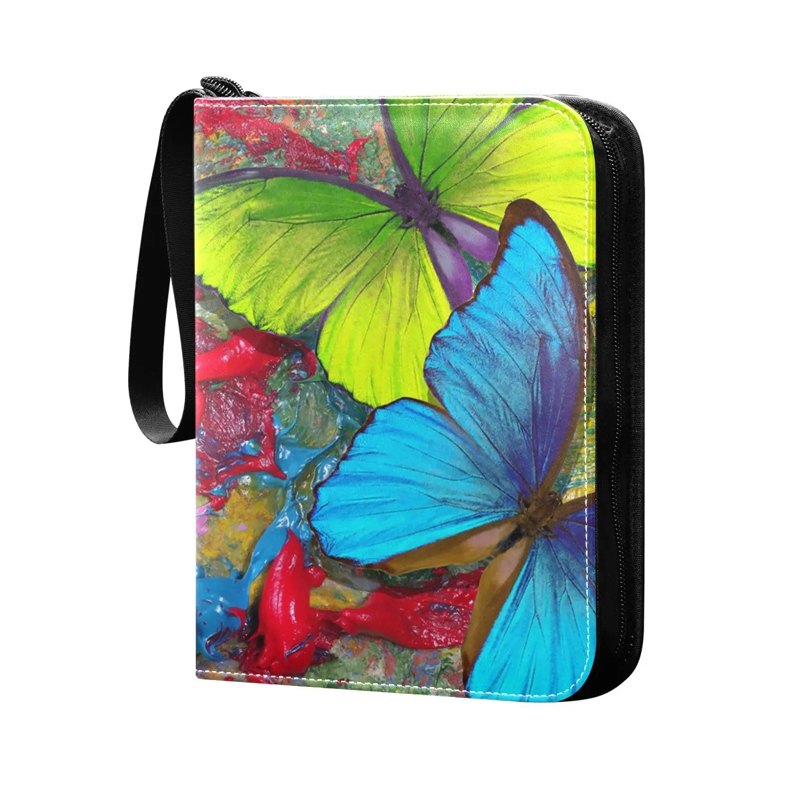 Rainbow Butterfly 4 Pocket Cards Binder, 400 Double Sided Pocket Album for Sport Game Cards, Unique Card Collection Storage