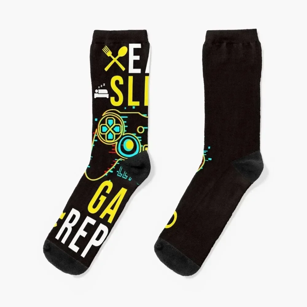 

EAT. SLEEP. GAME. REPEAT. Socks Heating sock designer brand christmas stocking Hiking boots Male Socks Women's