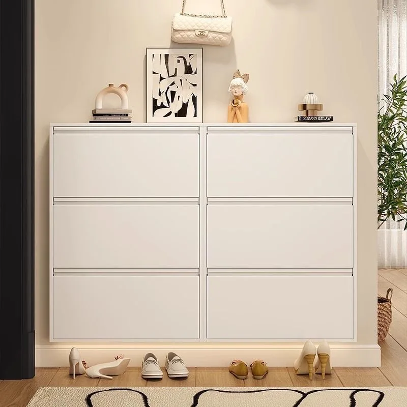 ultra-thin-thickened-shoe-cabinet-12-entrance-steel-large-capacity-extremely-narrow-storage-wall-hanging-tipping-bucket-cabinet