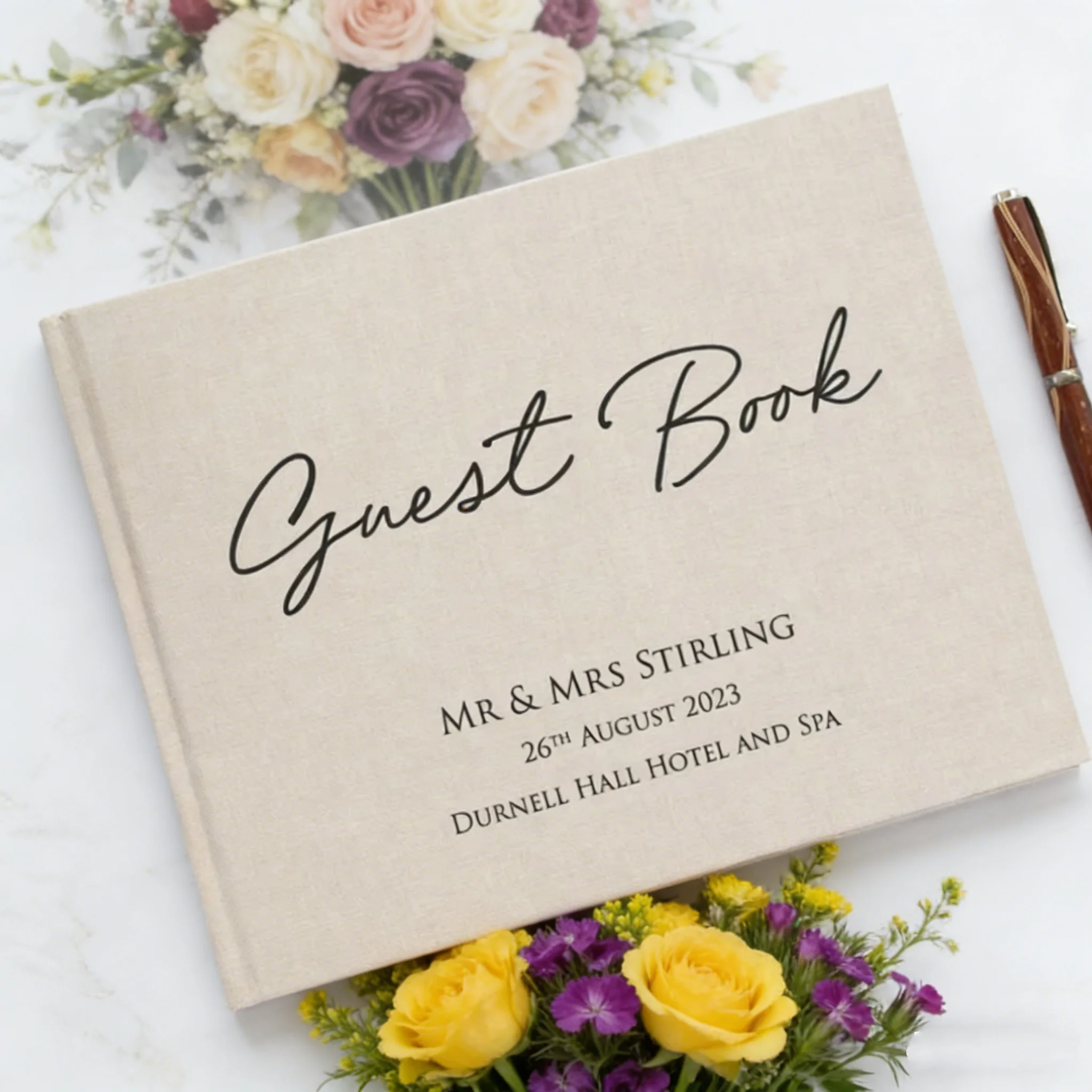 personalised-high-quality-wedding-guest-book-modern-text-design-50-pages-100-sides-13-book-color-options-modern-text-design