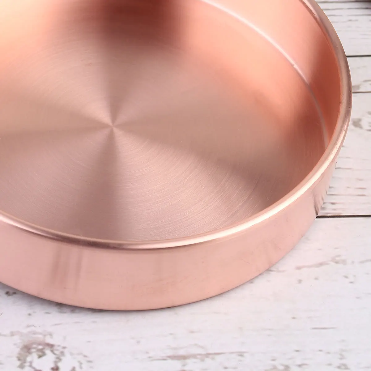 Edge Rose Golden 14cm Round Copper Jewelry Plate Storage Dish Organizer for Rings Necklaces Earrings Bracelets Valentines Day