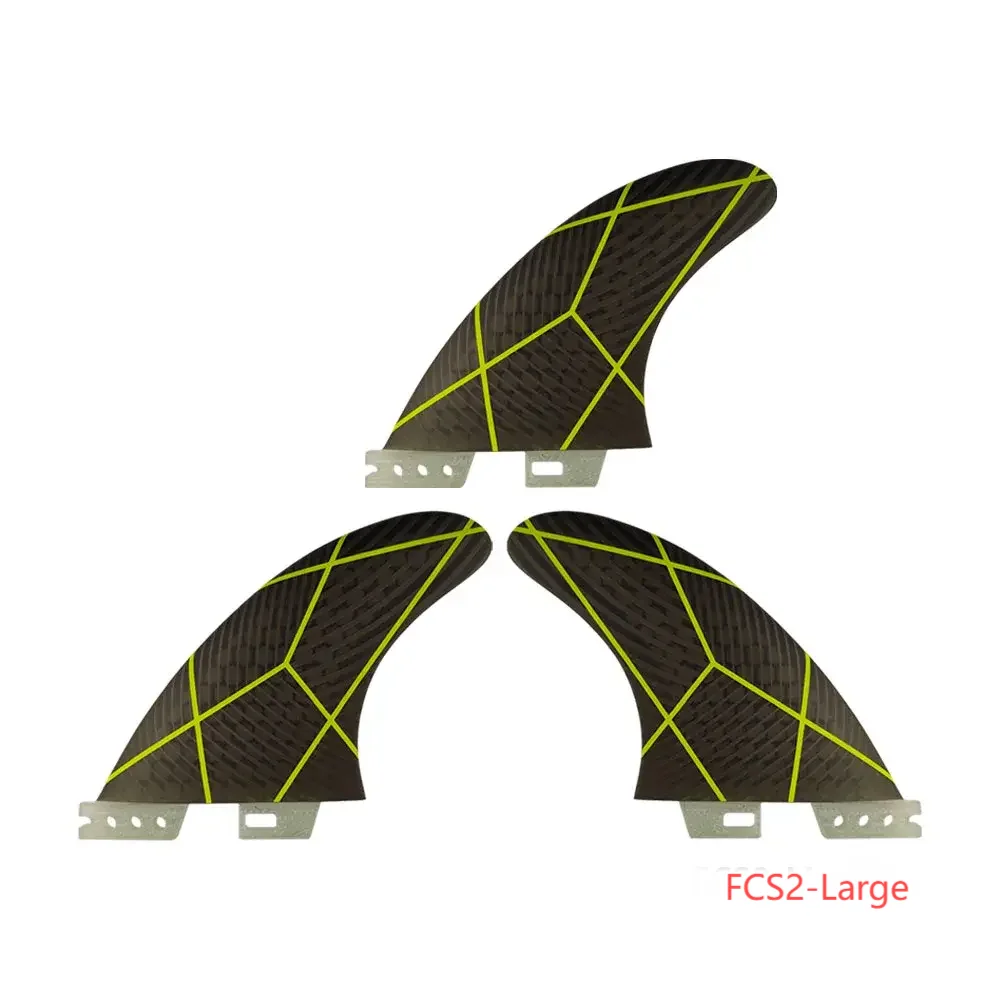 Surf fins FCS2 Old G7/L Size Yellow Geometric Lines Clause Thruster Manufactured from honeycomb And fiberglass