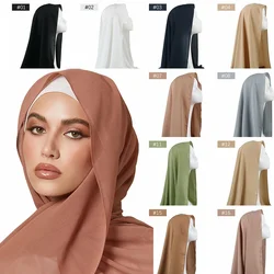 Muslim Women Satin Chiffon Hijab Non Transparent Solid Satin Hijabs Headband Veil Scarves Islamic Headscarf Head Wraps Turban