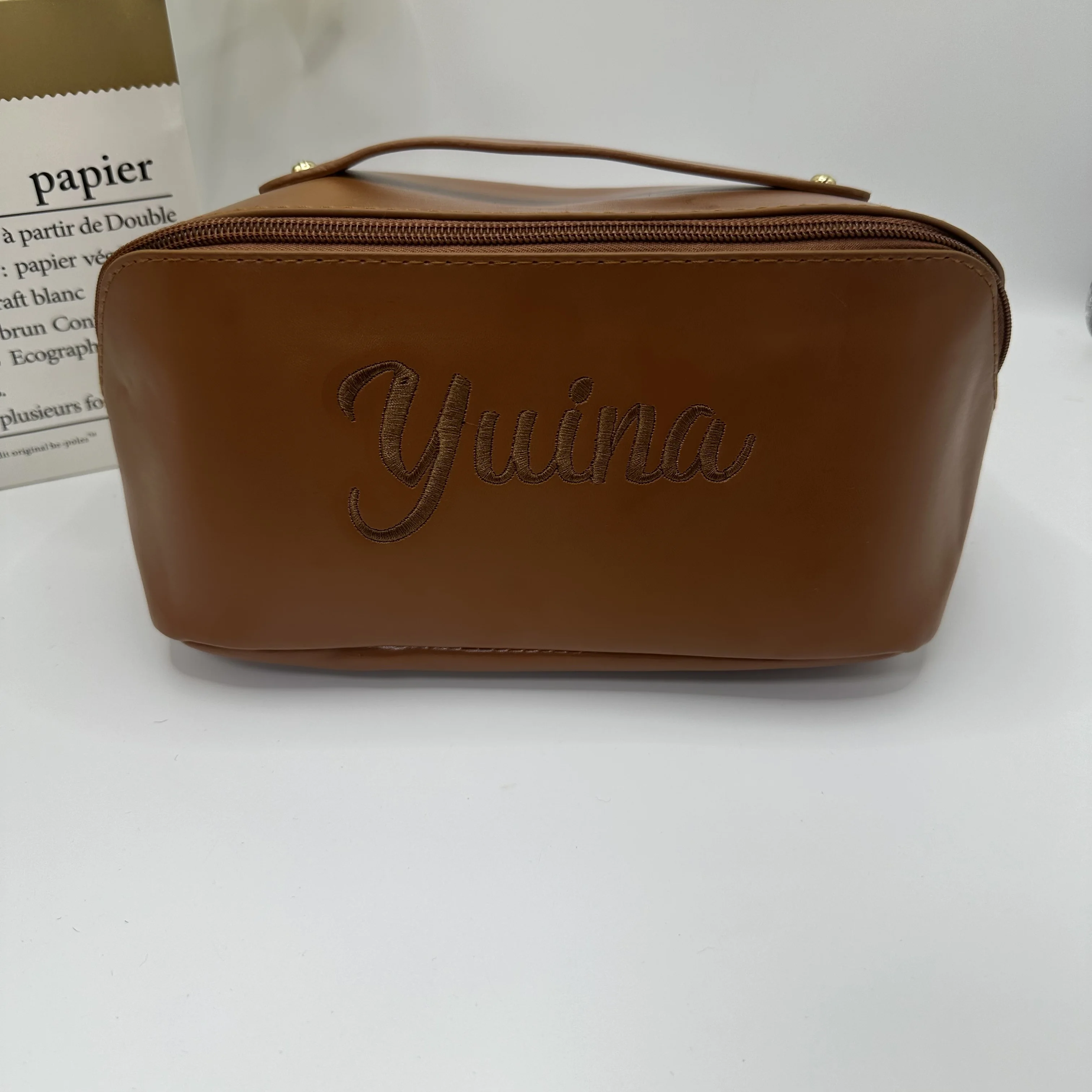 PU Makeup Bag Personalized Customization Embroidery Travel Makeup Bag Christmas Gift for Her Bride Gift Birthday Gift for Women