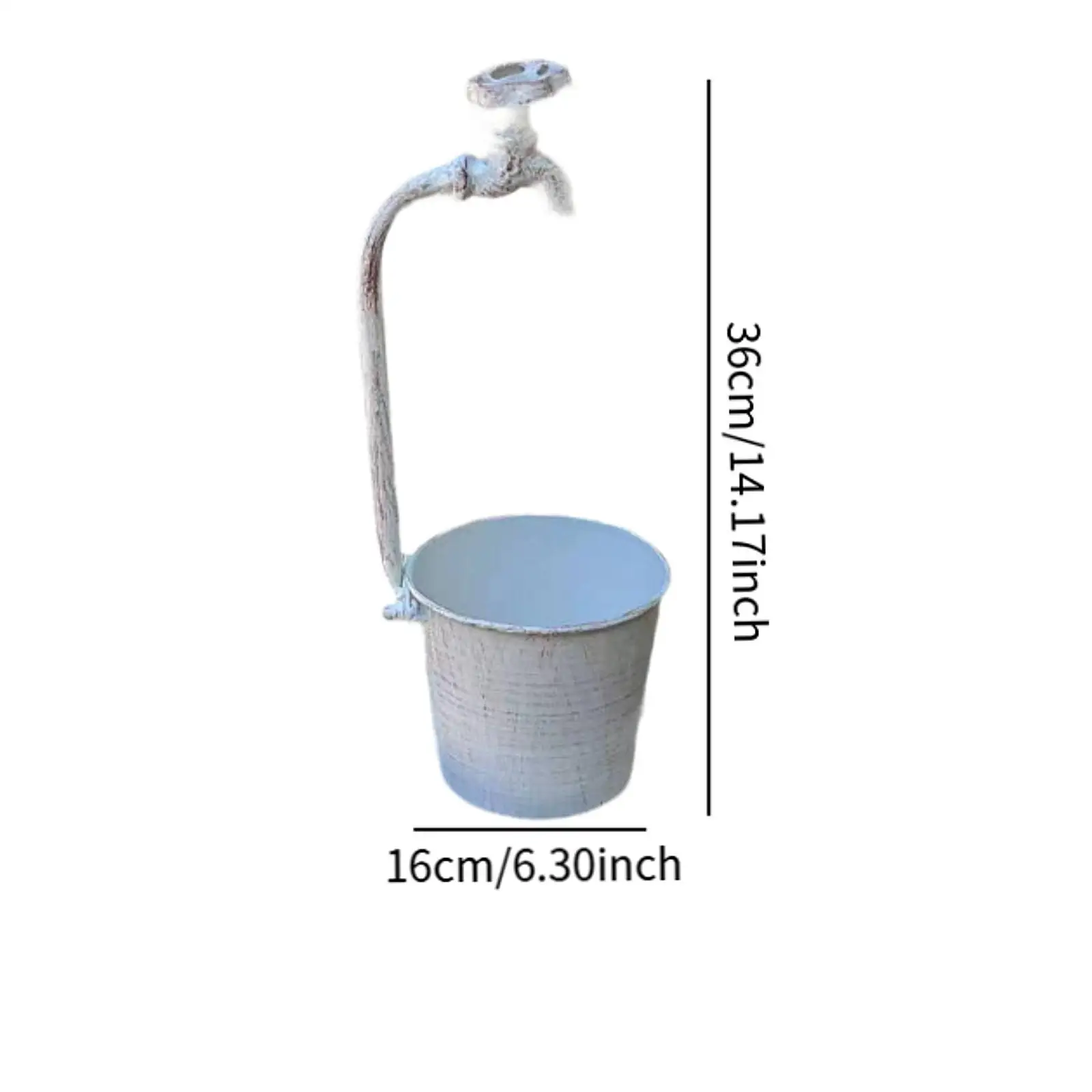 Vintage Faucet Flower Pot Iron Plant Container Decorative Garden Ornament for Balcony Patio Indoor Outdoor Display