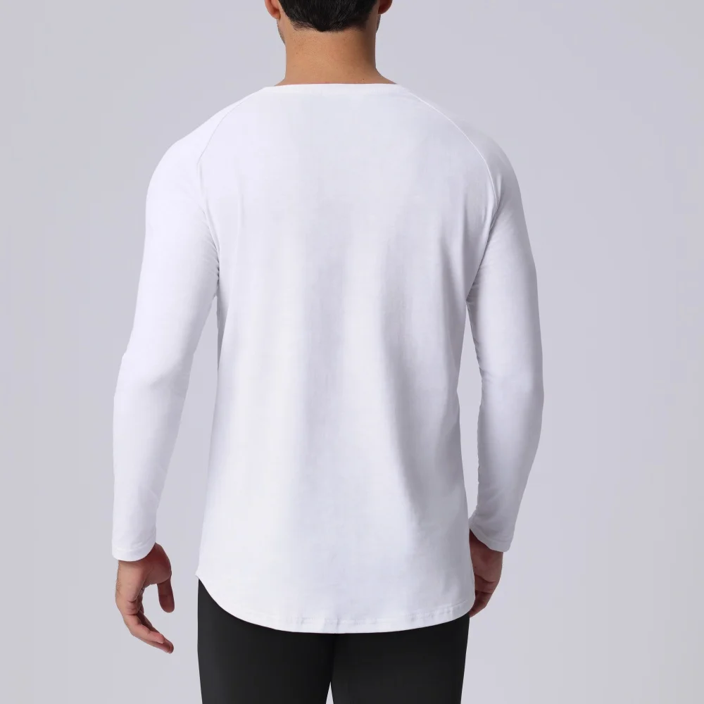 Summer New Men's Muscle Sports T-Shirt Fashion T-Shirt Top Long Sleeve Sports Exercise Gym Cotton Slim Men's T-Shirt