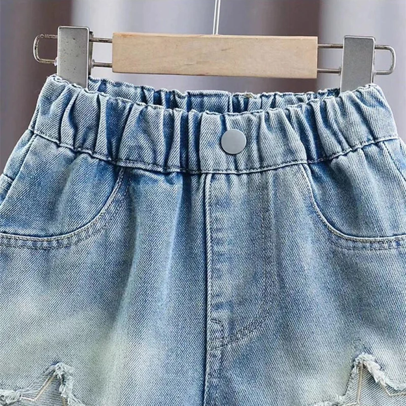 2026 Sommer Mädchen Shorts Jeans Mode Stickerei Lose Kurze Denim-Hosen für 3-12 Jahre Kinderkleidung Kinder Outdoor-Hosen – Detail 4