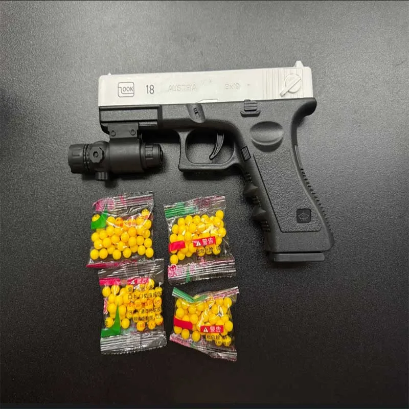 Pistola de balas suaves Airsoft Manual G18, pistola de juguete, revista inferior con láser, juego CS para deportes al aire libre, regalo para niños y adultos