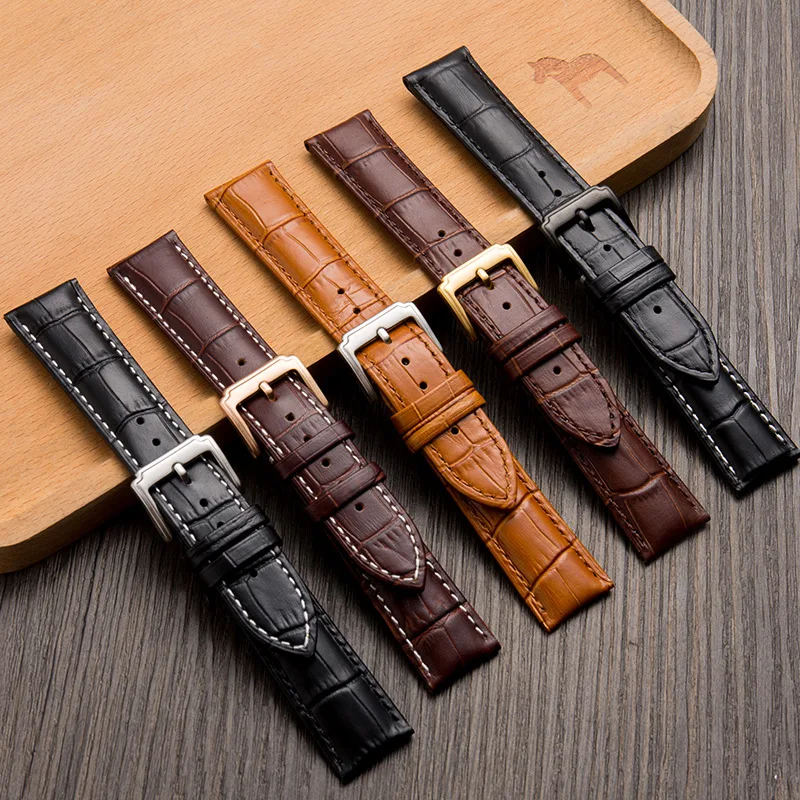 Genuine Leather Watch Band Universal Calfskin Wrist Strap Belt 12mm 13mm 14mm 15mm 16mm 17mm 18mm 19mm 20mm 21mm 22mm 23mm 24mm