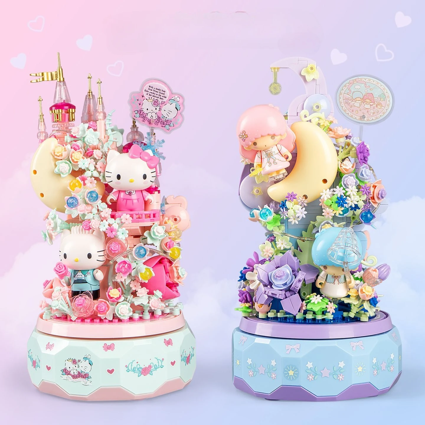 Puzzle Montage Baustein Spielzeug Spieluhr Rotierendes Licht KT Hochwertiges Modell Geschenke