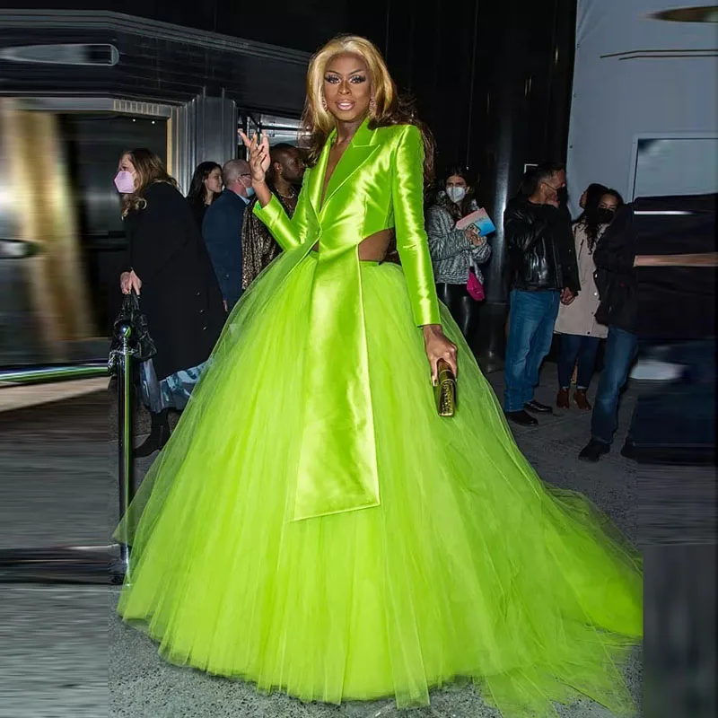 Fluorescent Green Tulle Skirts Extra Puffy High Waist Ball Gown Tulle Birthday Skirt For Photo Shoots Custom Made