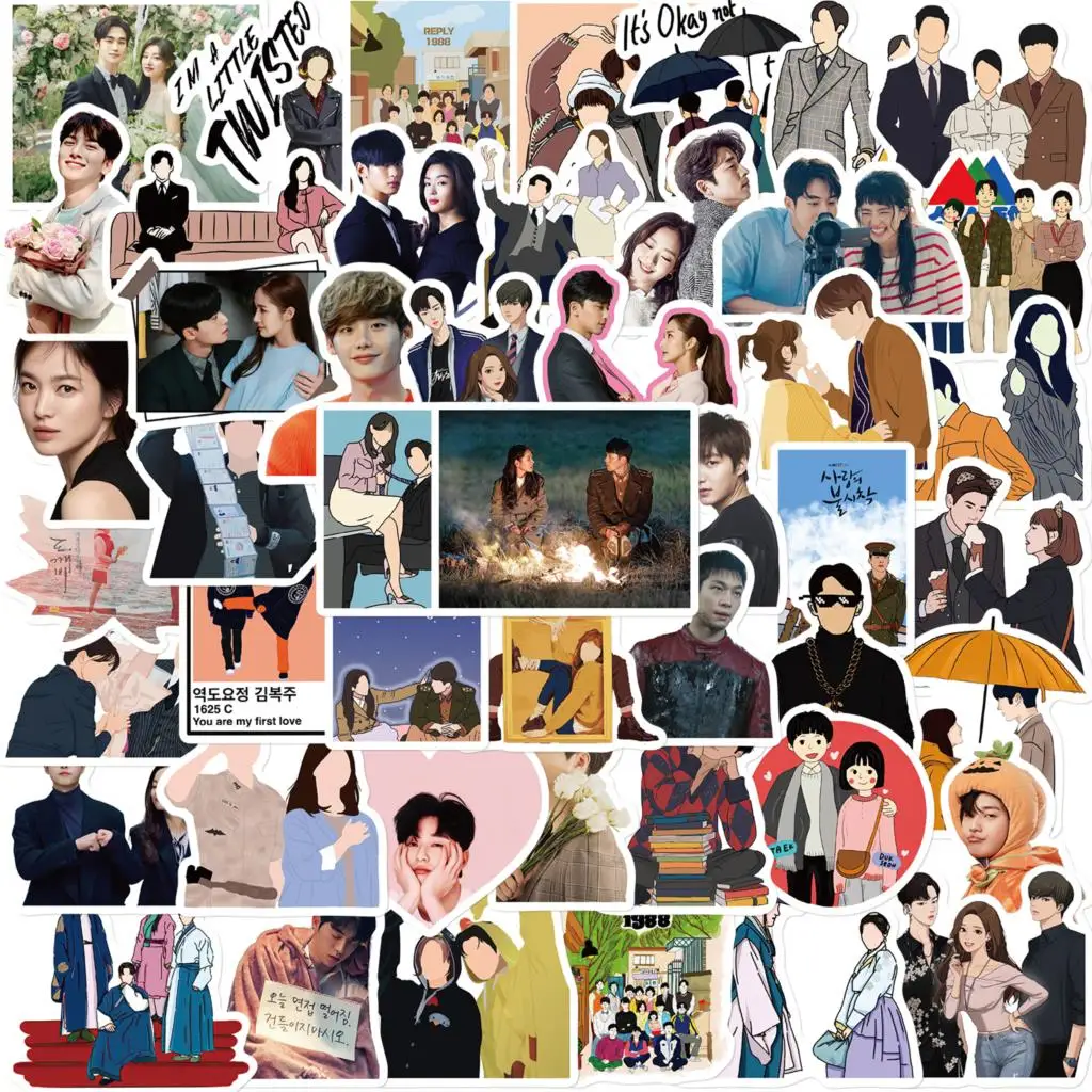 10/50PCS Cute Kdrama Stickers Vinyl Funny Decals DIY Water Bottle Laptop Skateboard Scrapbook Luggage Waterproof Sticker Kids