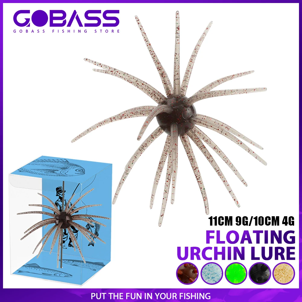 Señuelo de pesca GOBASS 4g/9g de TPE, señuelo simulado de erizo de mar, silicona suave para lubina, lucio, lubina de mar, tilapia, mandarina, cebo de invierno