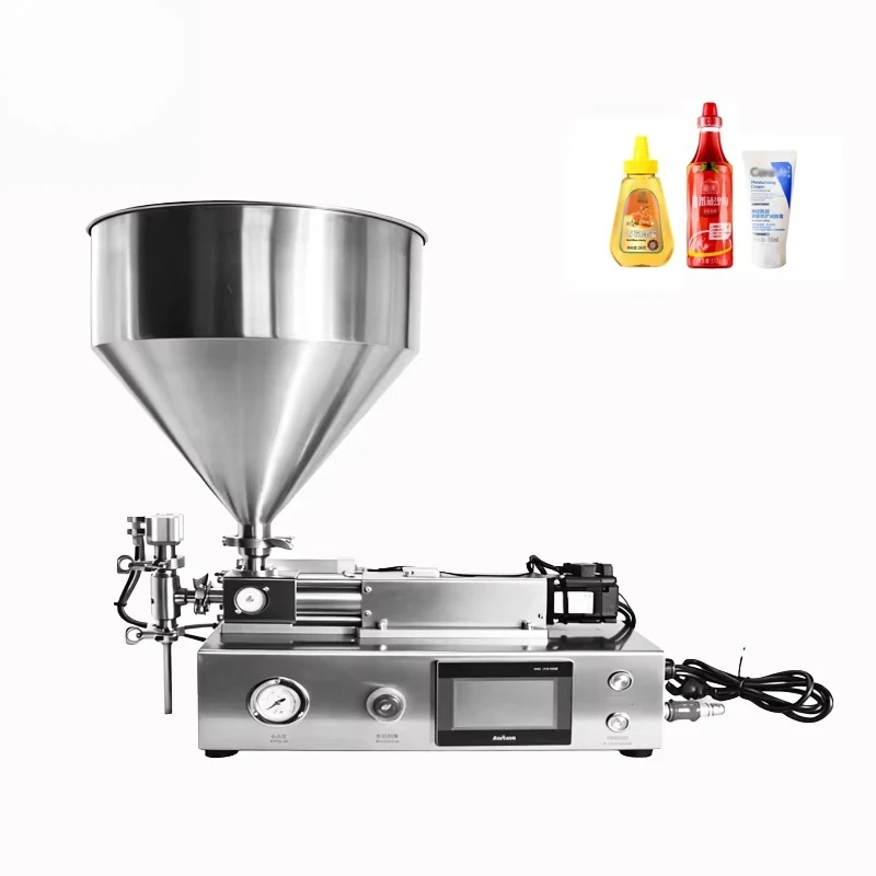 Semi-Automatic High Accuracy Oil Lotion Sauce Peanut Butter Thick Cream Paste Machine Servo Driven PLC Touch Screen Control