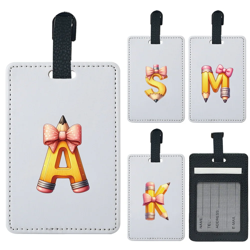 

Durable Personalization Luggage Tag Cover PU Baggage Tag Pencil Initial Name 26 Letters Pattern