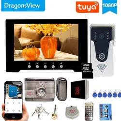 Dragonsview 7 Inch Tuya Wifi Video Door Phone With Lock Wirelesss  Wired Intercom Doorbell Camera System  Unlock Record Motion