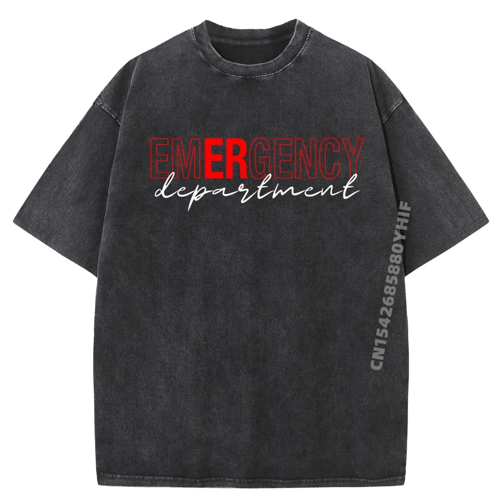 

Emergency Room ER RN Nurse Vintage T Shirt Gift Idea Comfortable Tees Retro Washed Tee Shirt Hip Hop Classic Clothing