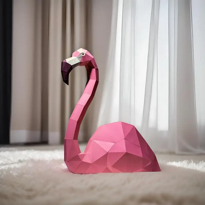 66cm Flamingo Paper Model 3D DIY Origami Home Hallway Art Decorations Handmade Puzzles Papercraft Sculpture Props Gift Toys