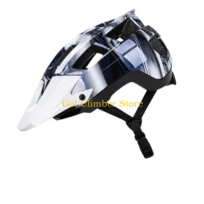 Q84C Mountain Bike Helmet with Wide Sun-Covering Brimmed Edges, Multiple Ventilation Openings, and Rear Adjustment System for