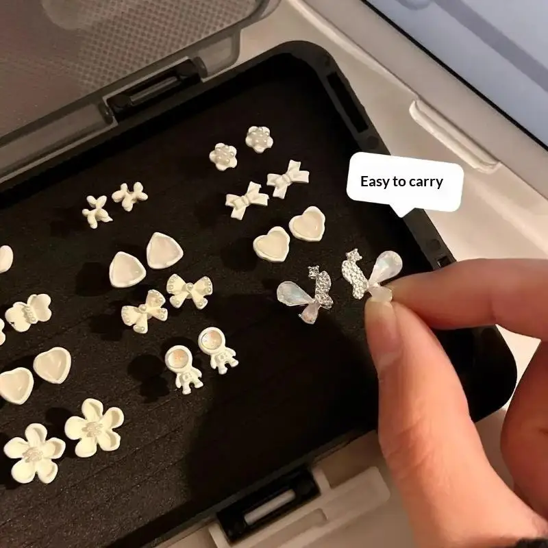 Tragbare Ohrring-Aufbewahrungsbox Kleiner Schmuck-Organizer mit Schwamm-Löchern Ohrringe Ohrstecker Präsentationsbox für Schmuckaufbewahrung – Detail 4