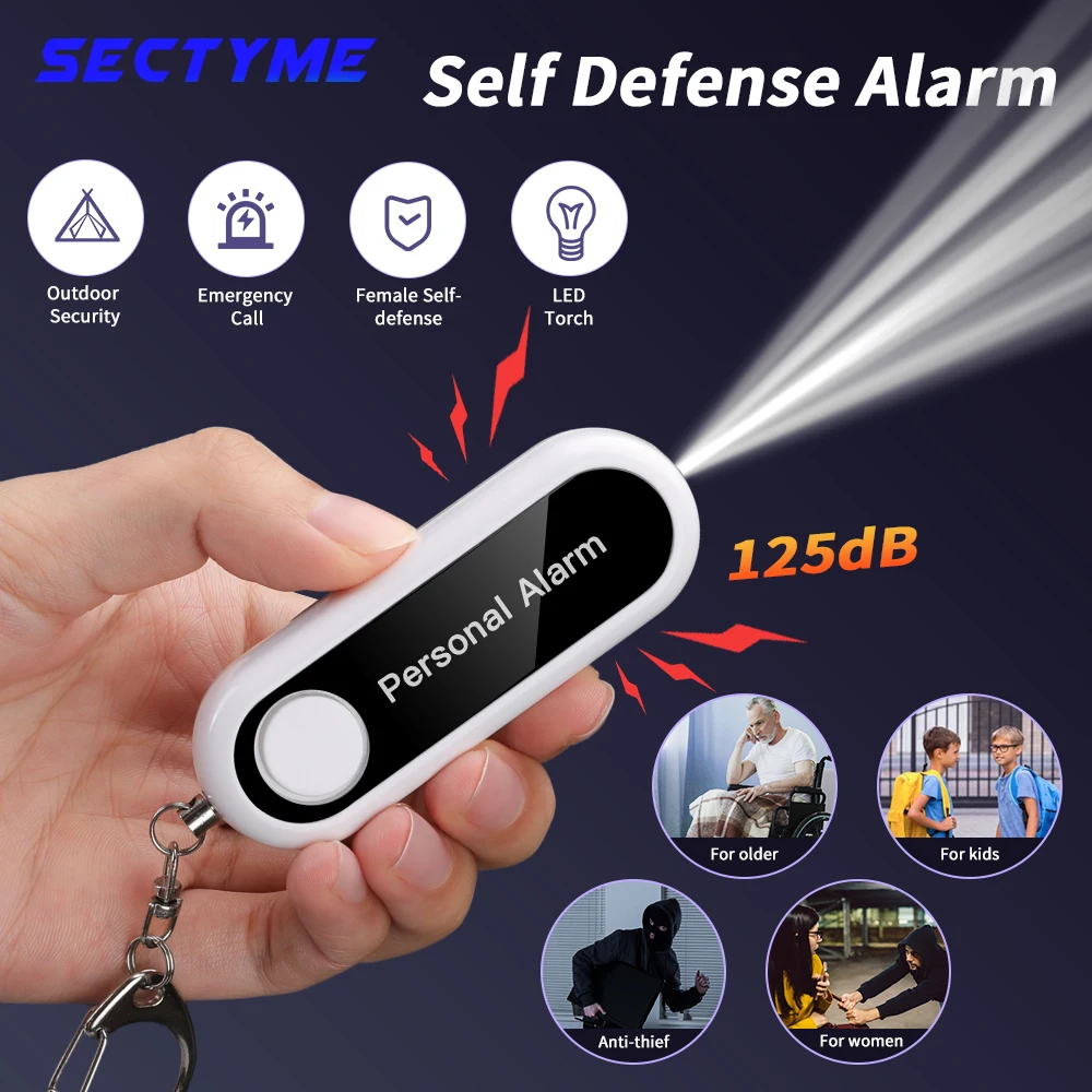 

Sectyme Self Defense Alarm 125dB Personal Defenses Siren Child Women Security Protect Alert Portable Loud Panic Alarm Keychain