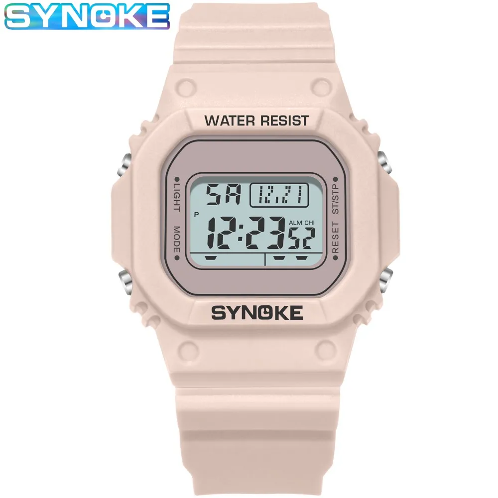 Digital Watches Lady Sports Luminous Multifunction Waterproof Chrono Wristwatch Outdoor Girls Fashion Student Watch New Synoke