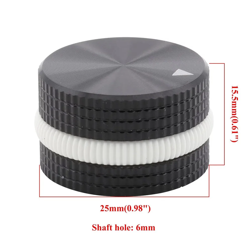 1Pcs 25x15.5mm Audio Volume Control Knob Solid Aluminum CNC Machined CD Player Knob Rubber Ring Anodized Turntable Rotary Knob
