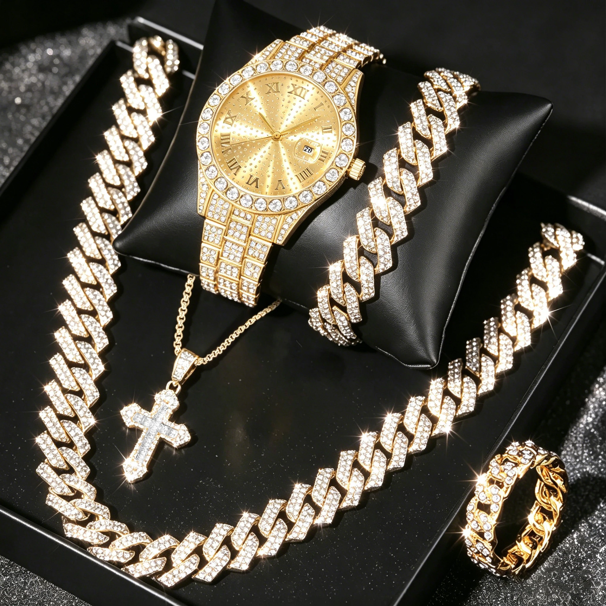 5pcs Men's Elegant Wrist Watch Set, Holiday Gift For Male Friends On Valentine's Day, Eid Al Adha, Christmas.